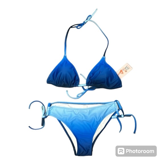 Triangle Gradient Blue Low Cut Bikini Women size M - Picture 1 of 14